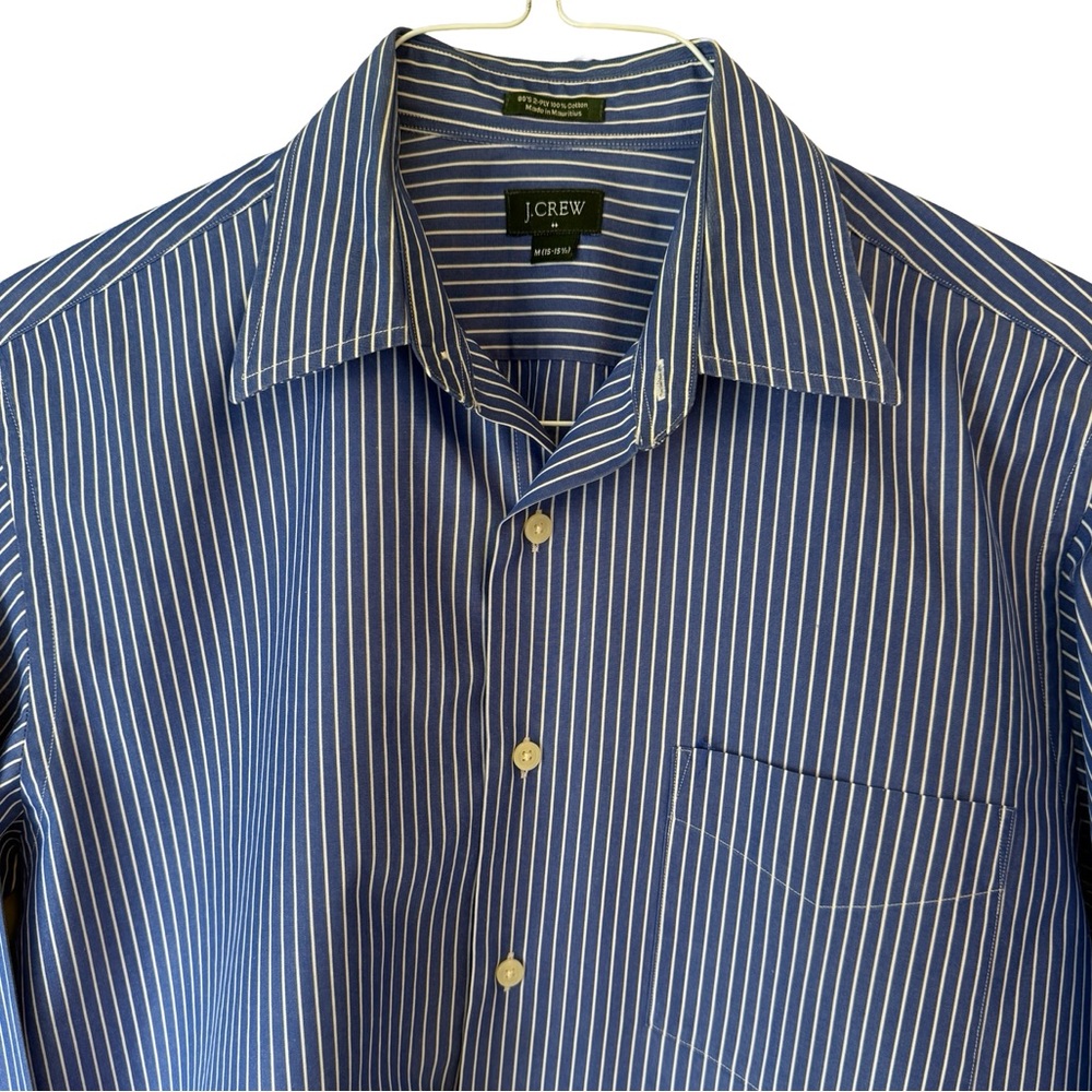 J. Crew 100% Cotton Blue Striped Men's Button Down Shirt Size M - Picture 3 of 7